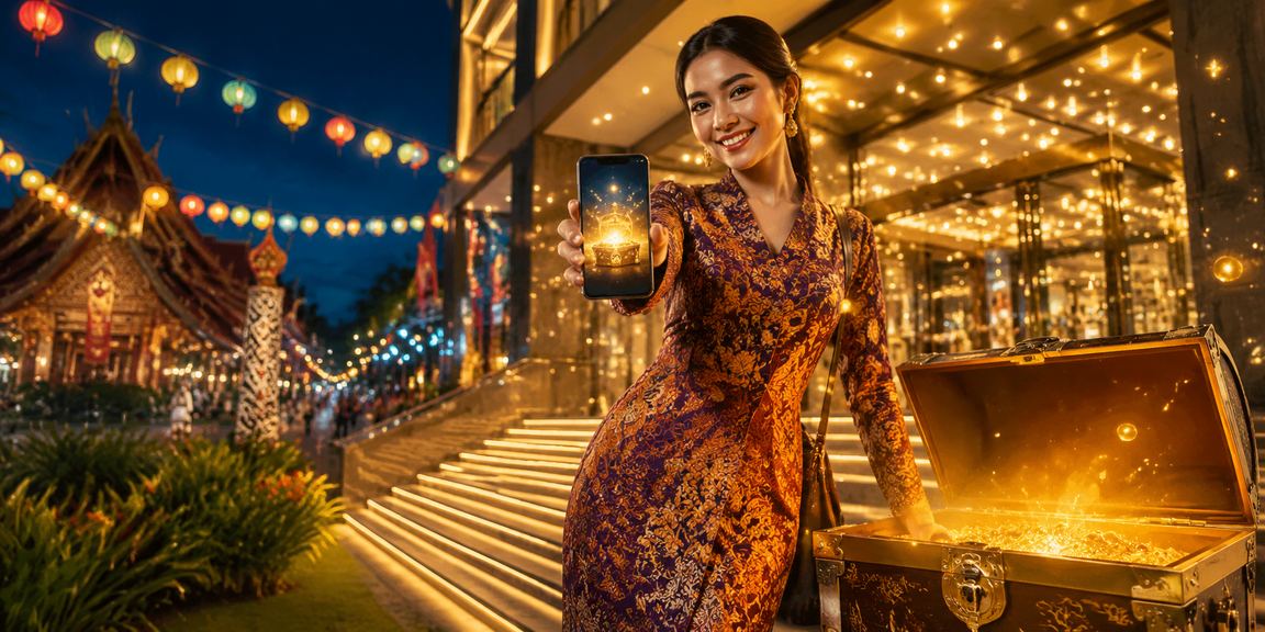 Iklan loteri Sarawak dengan corak batik